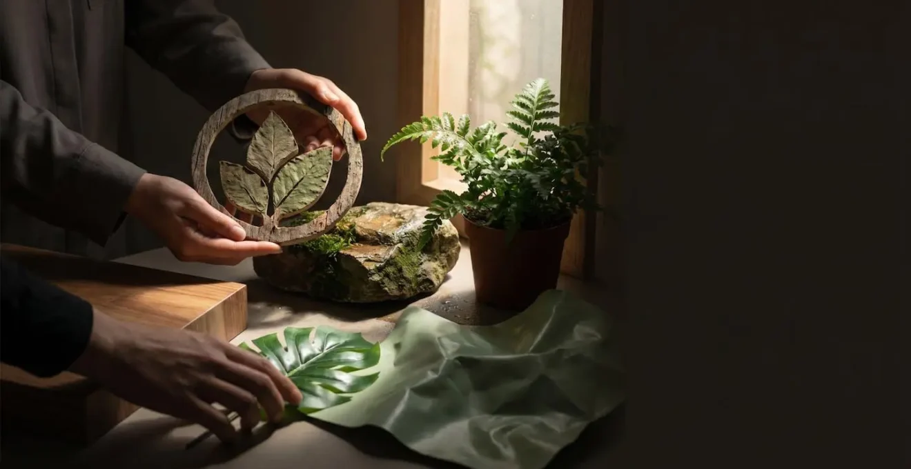 Traveler examining hotel sustainability credentials with transparency and critical evaluation